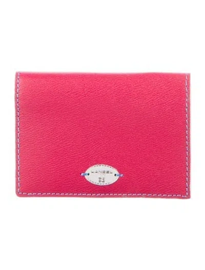 Pre-owned Lancel Leather Card Holder In Burgundy