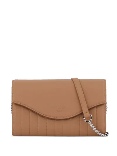 Lancel Leather Chain Wallet In Brown