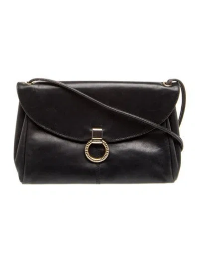 Pre-owned Lancel Leather Crossbody Bag Vintage In Black