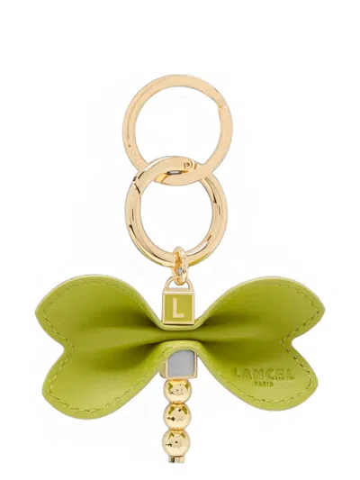 Lancel Leather Dragonfly Keyring In Blue