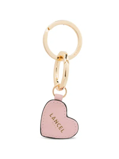 Lancel Leather Heart Keychain In Gold