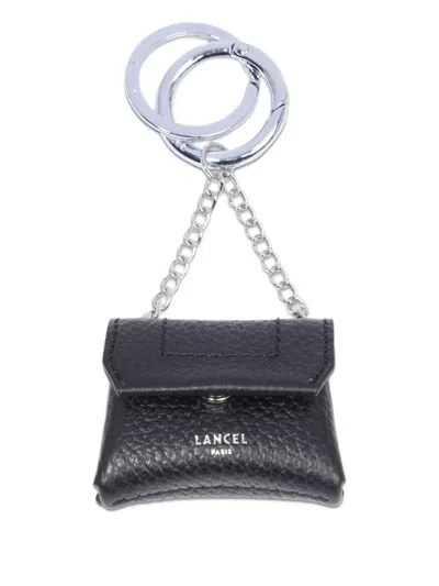 Lancel Leather Keyring In Gray