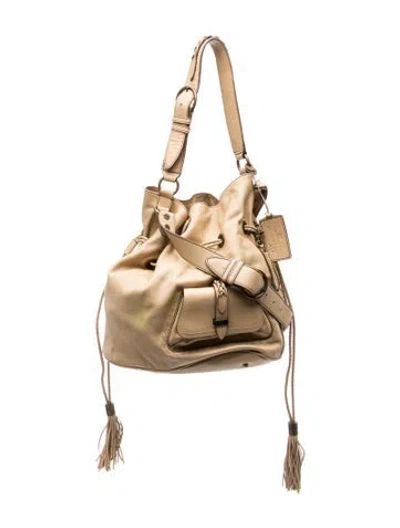 Pre-owned Lancel Leather Shoulder Bag In Gold