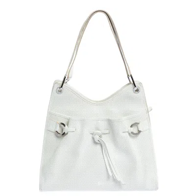 Lancel Leather Shoulder Bag In White