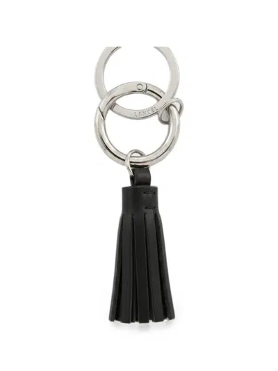 Lancel Leather Tassel Keyring In Black