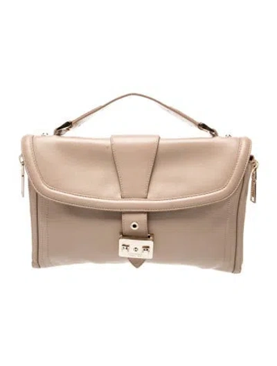 Pre-owned Lancel Leather Top Handle Bag In Neutral