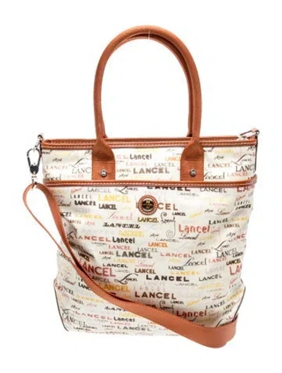 Pre-owned Lancel Leather Top Handle Bag In Neutral