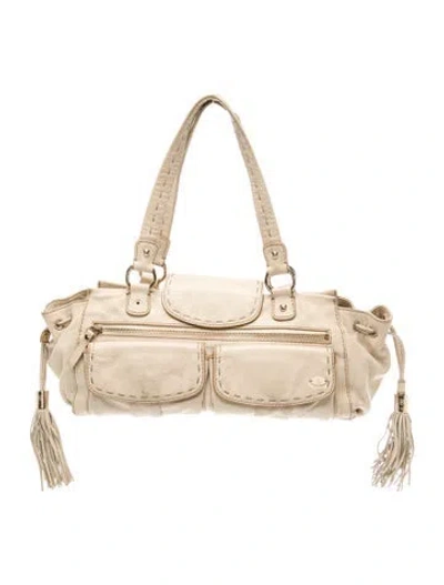 Pre-owned Lancel Leather Top Handle Bag In Neutral