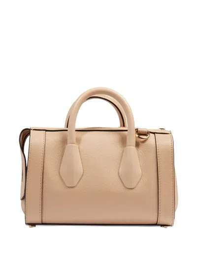Lancel Leather Top-handle Bowling Bag In Neutral