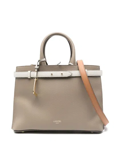 Lancel Leather Tote Bag In Grey