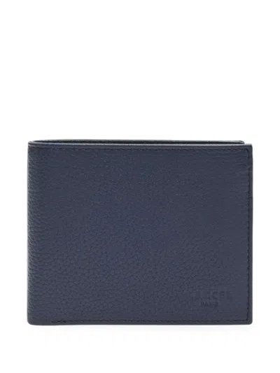 Lancel Leon Grained Leather Wallet In Blue