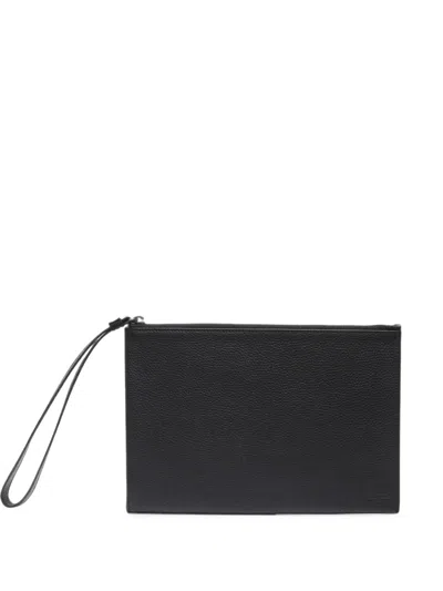 Lancel Leon Ipad-mini Leather Pouch In Black