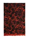 Lancel Leopard Mania Wool Scarf In Red
