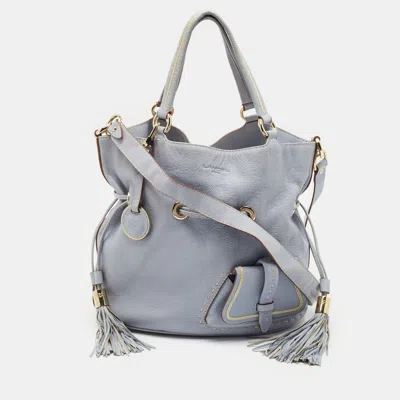 Pre-owned Lancel Light Blue Leather Premiere Flirt Bucket Bag