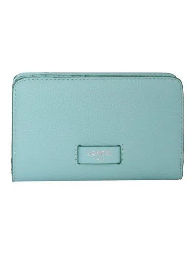 Lancel Light Blue Leather Wallet In Green