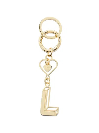 Lancel Logo Heart Keyring In Gold