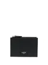 Lancel Logo Leather Card Holder In Black
