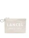 Lancel Logo-print Clutch Bag In Neutrals