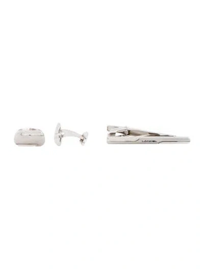 Pre-owned Lancel Logo Tie Clip & Cufflinks In Multicolor