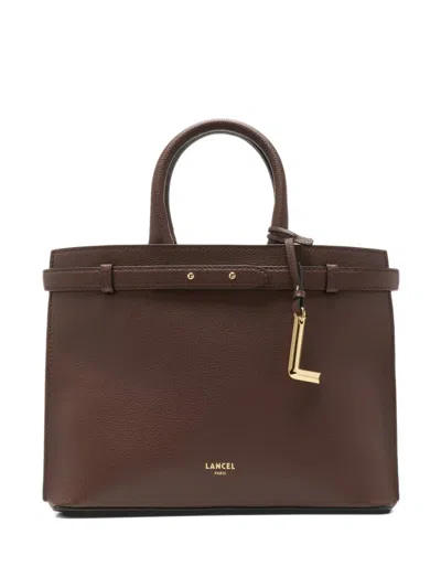 Lancel Logo-pendant Pebbled-leather Tote Bag In Brown