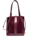Lancel Medium Elles Suede Bucket Bag In Red