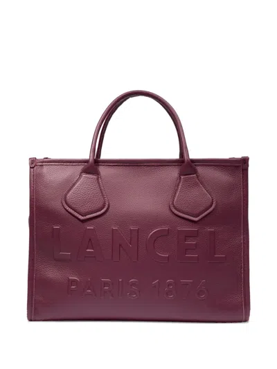 Lancel Medium Embossed-logo Tote Bag In Red