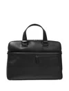 Lancel Logo-embossed Leather Laptop Bag In Black
