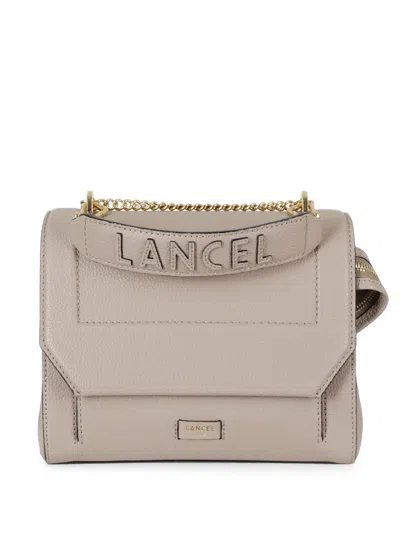 Lancel Medium Ninon Logo-plaque Pebbled Cross Body Bag In Neutral