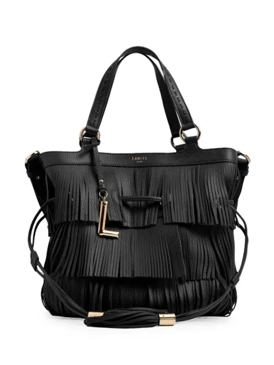 Lancel Medium Premier Flirt Fringed Bucket Bag In Black