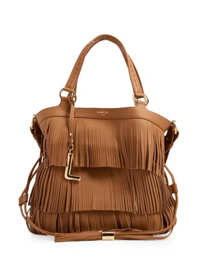 Lancel Medium Premier Flirt Fringed Bucket Bag In Purple