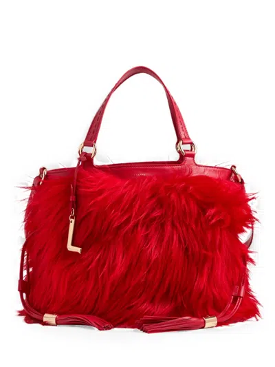 Lancel Medium Premier Flirt Fur-texture Bucket Bag In Red