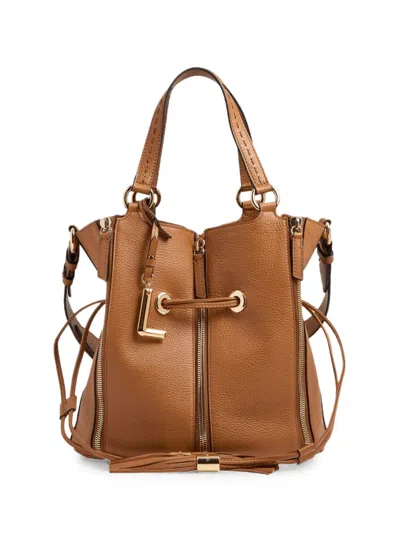 Lancel Medium Premier Flirt Leather-tassel Bucket Bag In Brown