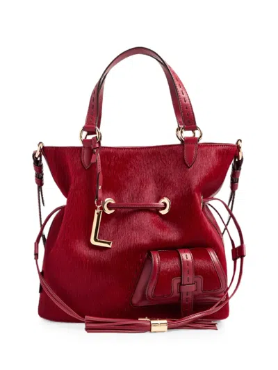 Lancel Medium Premier Flirt Leather-tassel Bucket Bag In Red