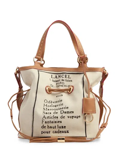 Lancel Medium Premier Flirt Leather-trimmed Bucket Bag In Brown