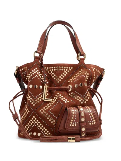 Lancel Medium Premier Flirt Studded Bucket Bag In Brown
