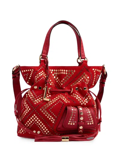 Lancel Medium Premier Flirt Stud-embellished Bucket Bag In Red
