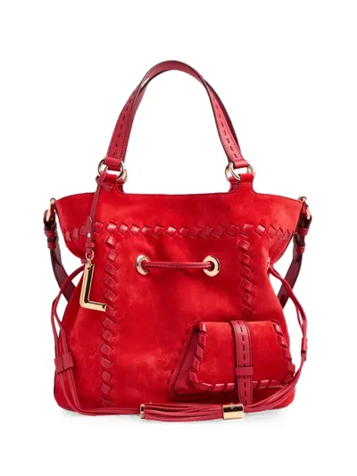 Lancel Medium Premier Flirt Whipstitched Bucket Bag In Red