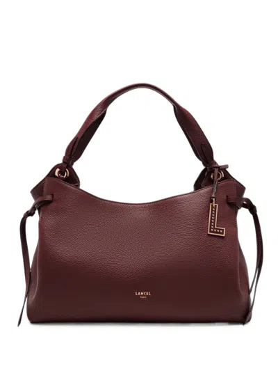 Lancel Medium Swann Grained Leather Tote Bag In Burgundy
