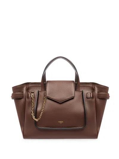 Lancel Medium Thea Grained Leather Tote Bag In Brown