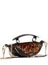 Lancel Mini Origami Leather Leopard-print Crossbody Bag In Black