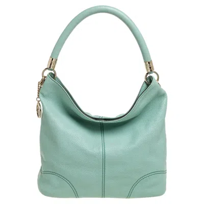 Lancel Mint Green Grained Leather Flair Hobo In Blue