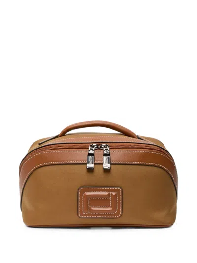 Lancel Mistral Leather-trim Canvas Wash Bag In Brown