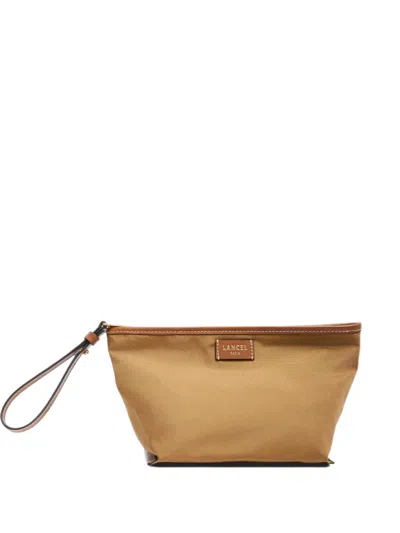 Lancel Mistral Leather-trim Clutch Bag In Brown
