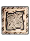 Lancel Monogramme Geometric Silk Scarf In Brown