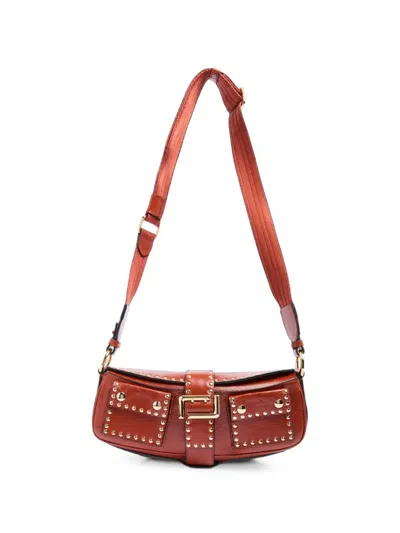 Lancel Multipocket Stud-embellished Shoulder Bag In Orange