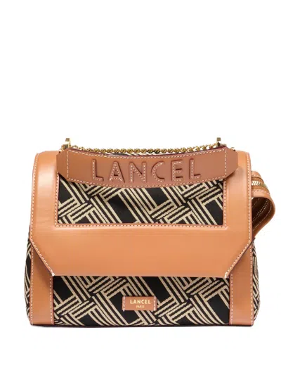 Lancel Ninon Geometric-pattern Crossbody Bag In Black