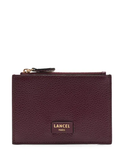 Lancel Ninon Grained Leather Cardholder In Purple