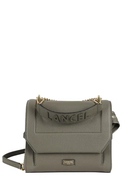 Lancel Ninon M Shoulder Bag With Textured Leather In Gray