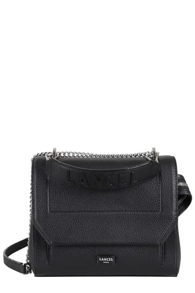 Lancel Ninon Medium Textured Leather Bag In Black