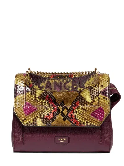 Lancel Ninon Python Flap Cross Body Bag In Purple
